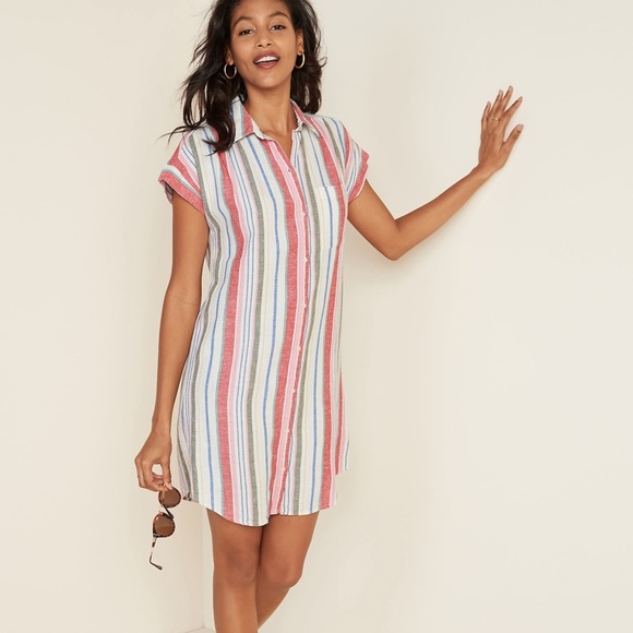 Old Navy Dresses & Skirts - Linen-Blend Striped Shirt Dress for Women